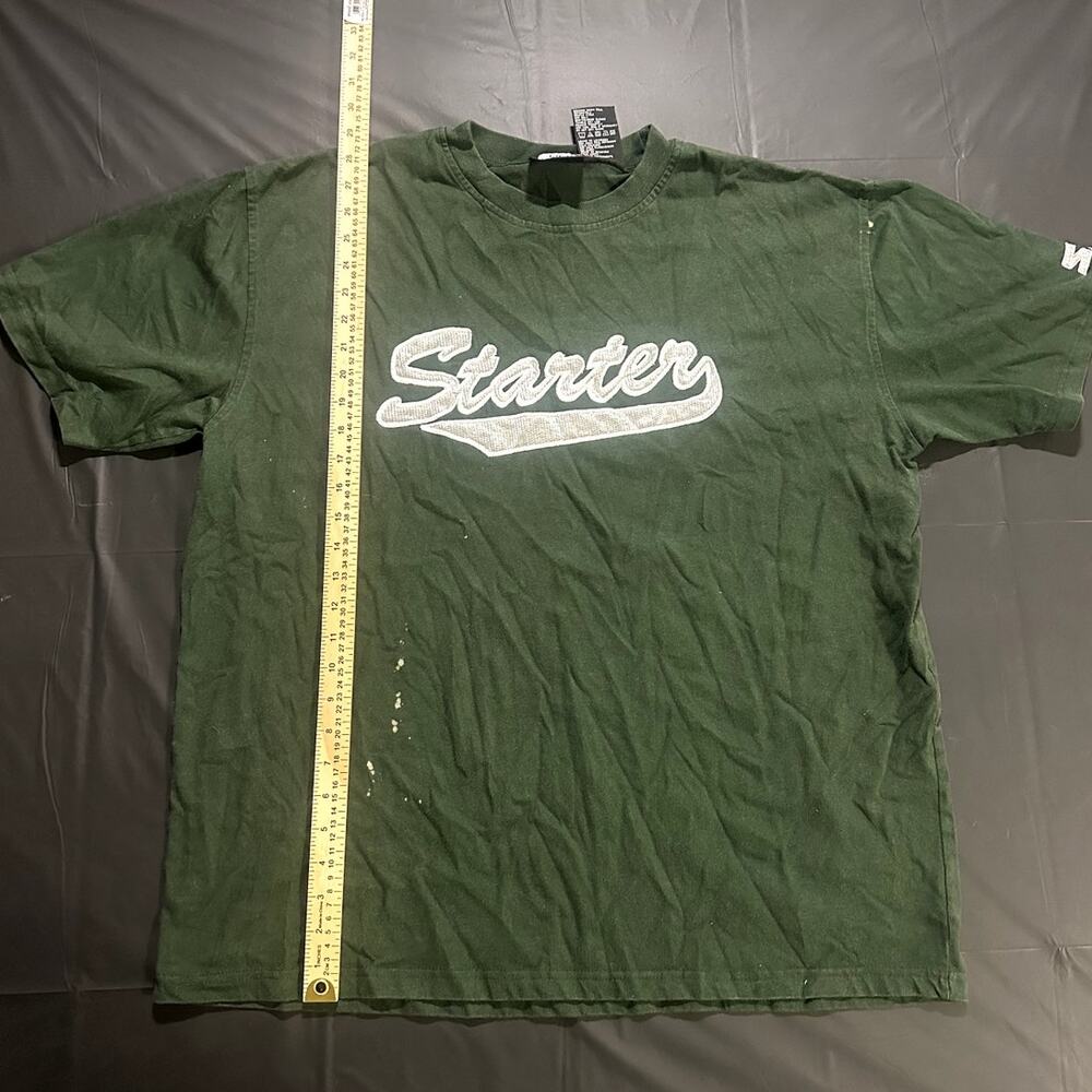Starter Logo T Shirt Mens XL Green Embroidered Spellout Athletic 90s Style